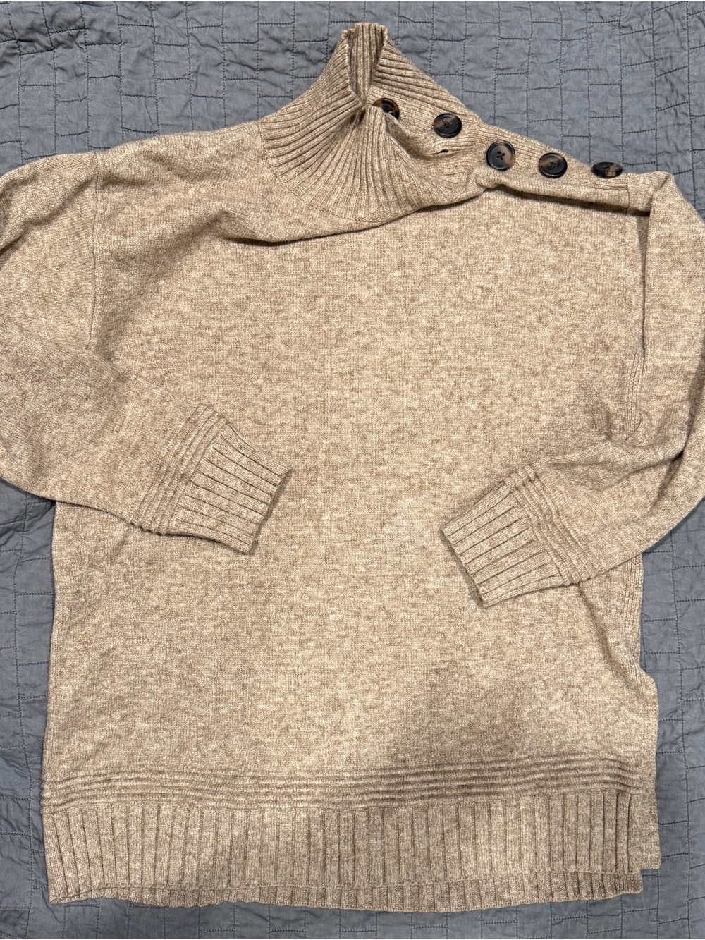 Anthropologie Women’s Button Shoulder Funnel Neck Sweater